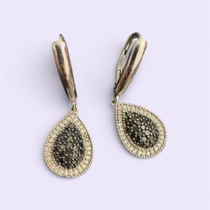 Sterling Silver Jeweled Teardrop Earrings
